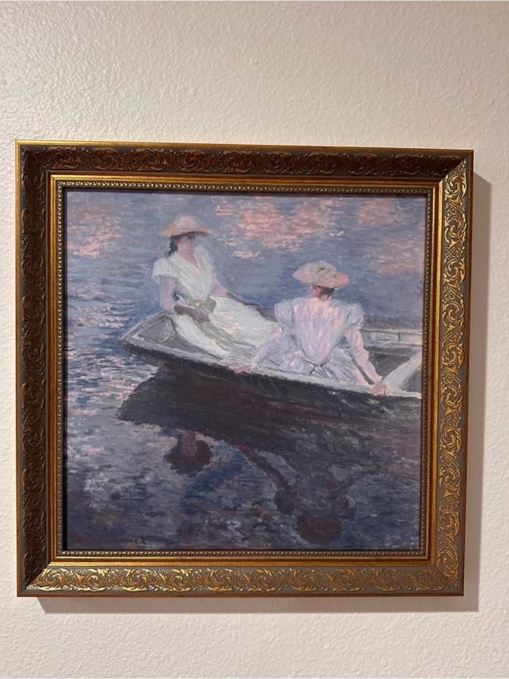 Claude Monet Impressionist masterpiece “ Young girls on a row boat” 15x15” - Picture 7 of 10